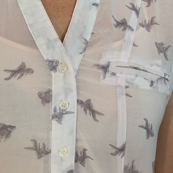 Cute, semi-sheer short-sleeve blouse, size M - Picture 5 of 5